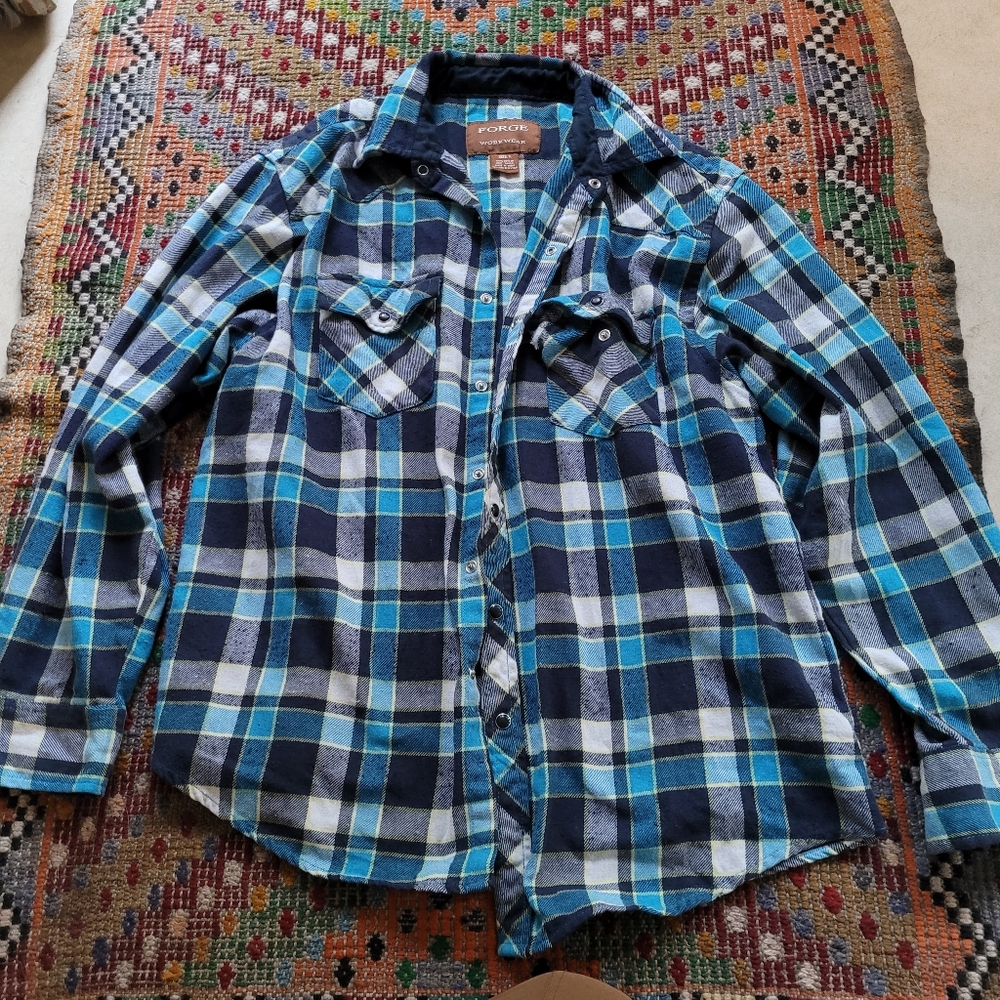Forge Work Wear Blue Flannel, Medium